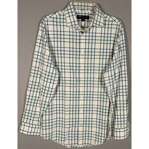 NWOT Mizzen Main Leeward Performance Shirt Mens M White Plaid Trim Fit